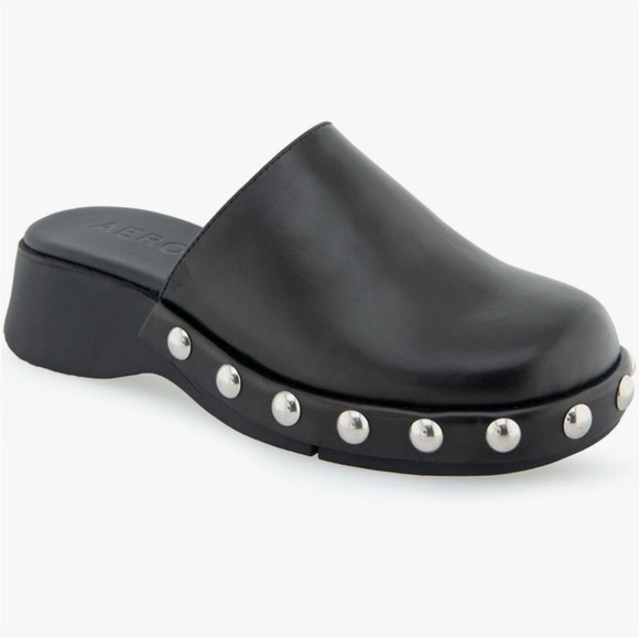 AEROSOLES Black Studded Mules - Picture 1 of 9